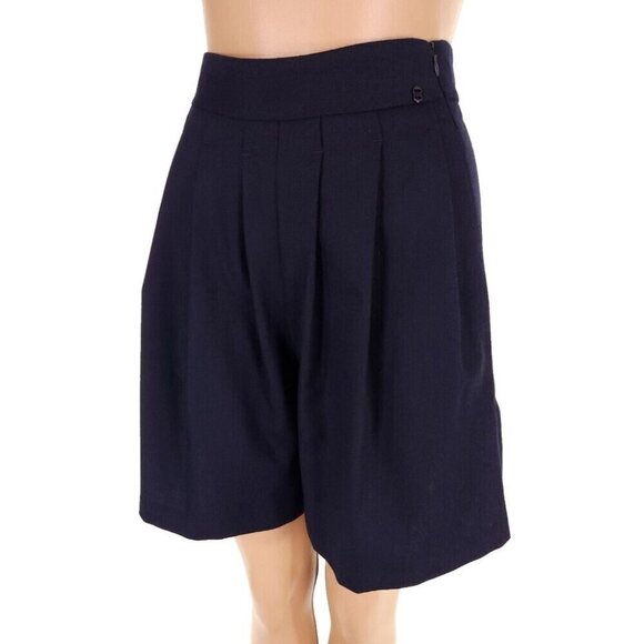 Ottod'ame Pleated Wool Blend Shorts Size 2 Blue NWT - Picture 3 of 12